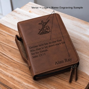 Leather Bible Cover with Durable Handle, Protective Church Bag with Zipper Pocket, Perfect for Bible Study Book Lovers, & Bible Accessories image 10