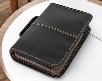 Leather Bible Cover for Women and Men, Large Bible Case, Book Carrying Case with Zipper Pocket, Church Bag, Cover for Bible