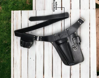 Personalized Buff Leather Tool Belt, Gardening Florist Carpenter Belt