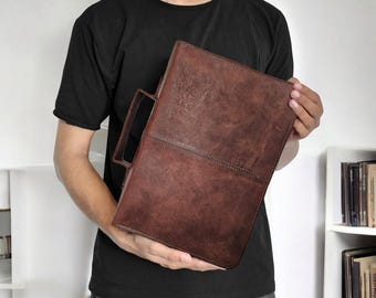 Personalized Leather Bible Cover with Zipper, Custom Engraved Christian Gift, Name Verse Bible Case, Brown Leather Bible Cover