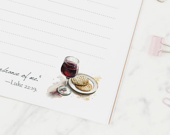 JW Memorial Letterhead | Watercolor Wine & Bread (PDF/Word Printable)