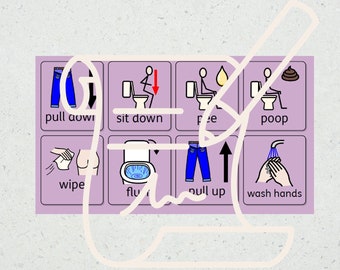 Toilet Training Bathroom Visual Sequence Routine for Autism AAC Hand Washing