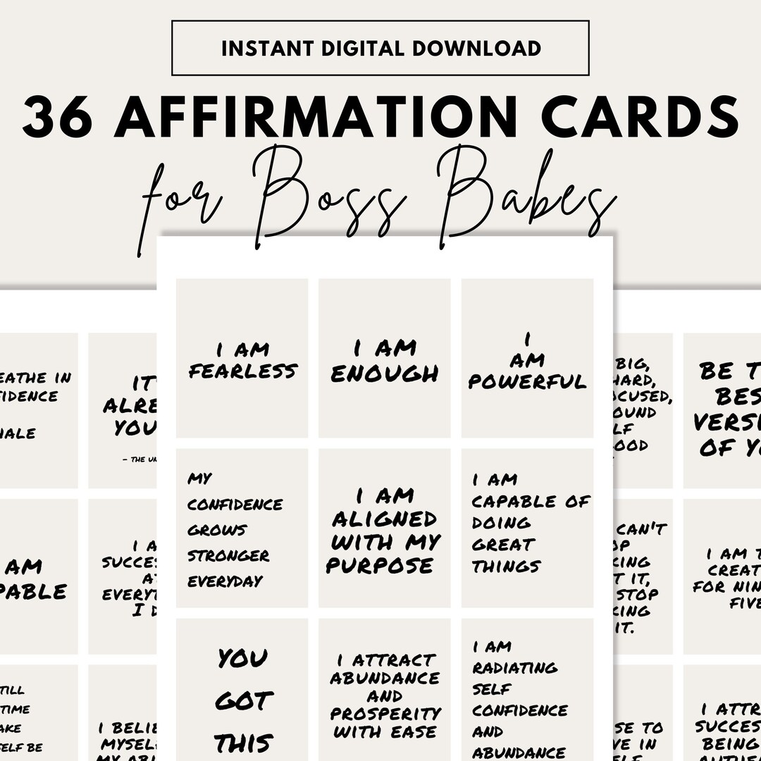 36 Affirmation Cards for Boss Babes, Vision Board Printable Affirmation ...