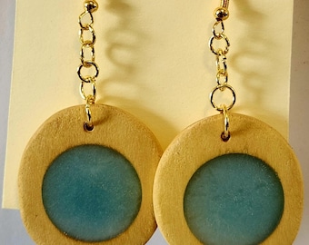 Pendientes de madera - Resina epoxi - Color madera natural