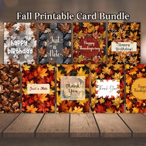 Fall Printable Card Bundle Thanksgiving Card Printable 4x6 Thank You Card Happy Birthday Card Note Card Happy Thanksgiving Hostess PNG JPG
