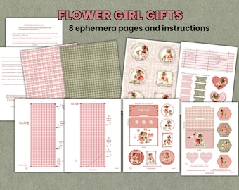 Flower Girl Gifts Kids Activity Wedding Pack Printable Craft Junk Journal Folio Flower Girl Thank You Gift USA/A4