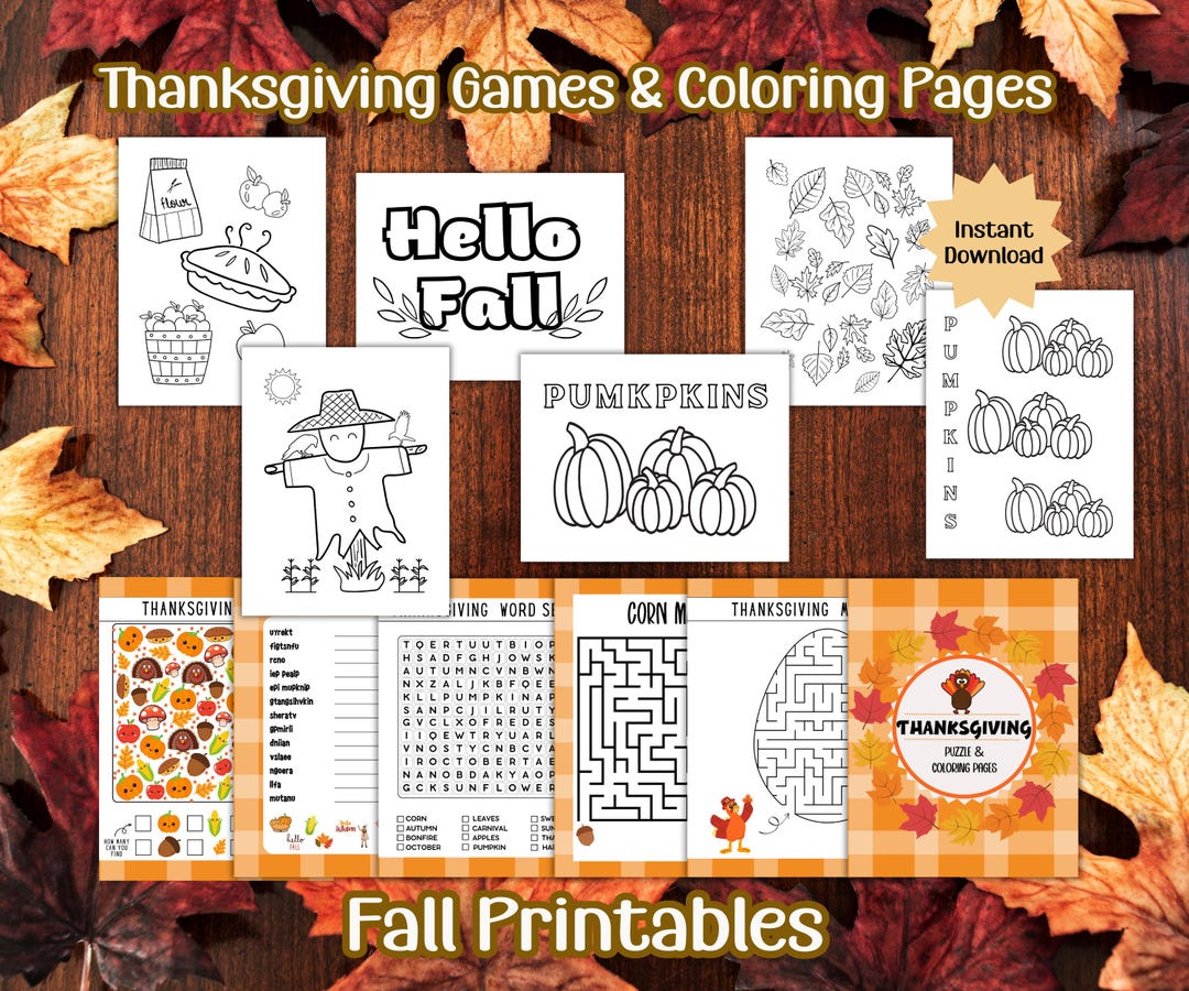 Fall Thanksgiving Printable Homeschool Activities Nursing Home Games ...