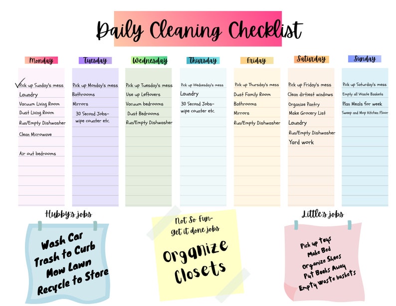 Cleaning Checklist Printable Minimalist Homeschool Printable Kids Cleaning checklist printable minimalist homeschool printable kids