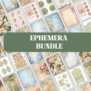 Ephemera Bundle Floral Junk Journal Printable Paper Craft Kits for Adults Vintage Style Set Junk Journal Full Access USA/A4