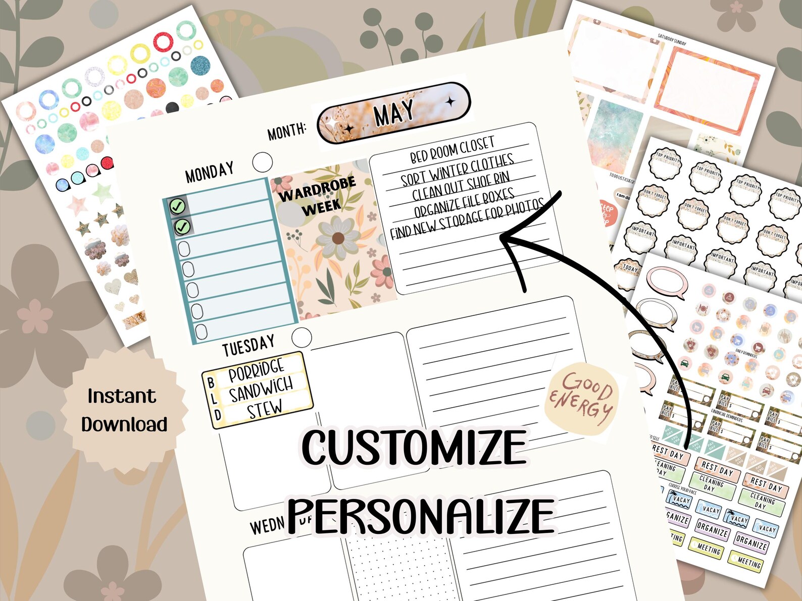 Declutter Printable Planner Organizing Planner Digital Planner Stickers ...