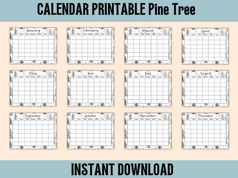 Calendar A4 Woodland Printable Undated Download 2024 12 Month Printable 