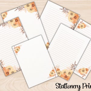 Set de papelería para regalo de novia, diario imprimible, lista de deseos, páginas de diario imprimibles, lista de tareas PNG A4 INTL EE. UU., set de escritura de cartas, otoño imprimible