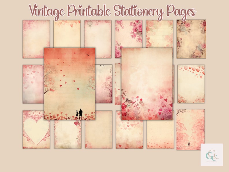 Vintage Style Stationery Set Printable Scrapbook Valentine Gift for Her ...
