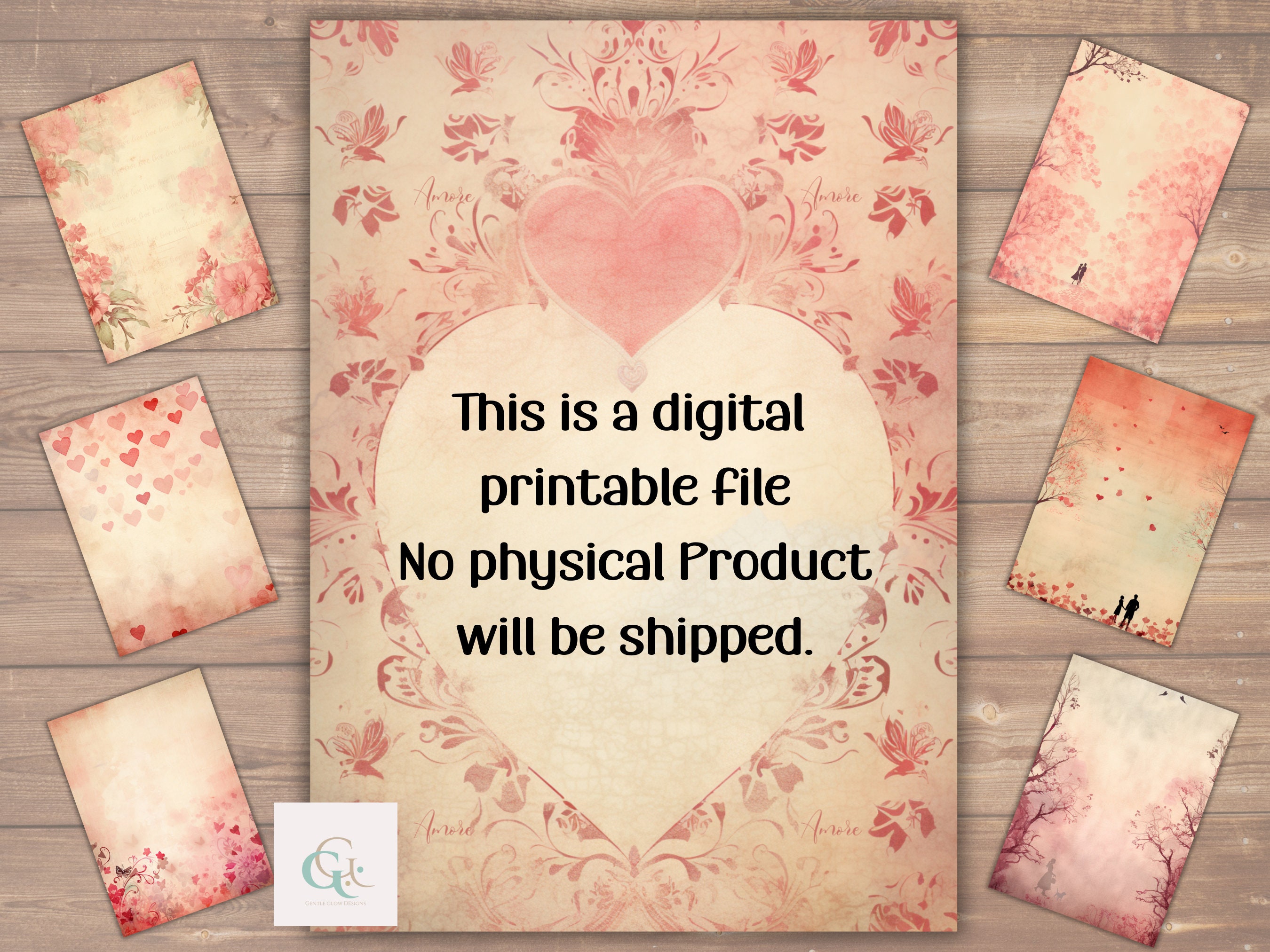 Vintage Style Stationery Set Printable Scrapbook Valentine Gift for Her ...