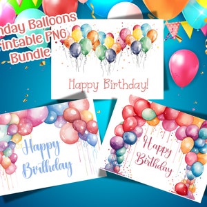 Cartão de Feliz Aniversário para Menina, Cartão de Aniversário em Aquarela, Cartão de Aniversário para Imprimir, Arco de Balões, Balões de Festa, Cartão de Aniversário Digital, Faça Você Mesmo, Download Instantâneo