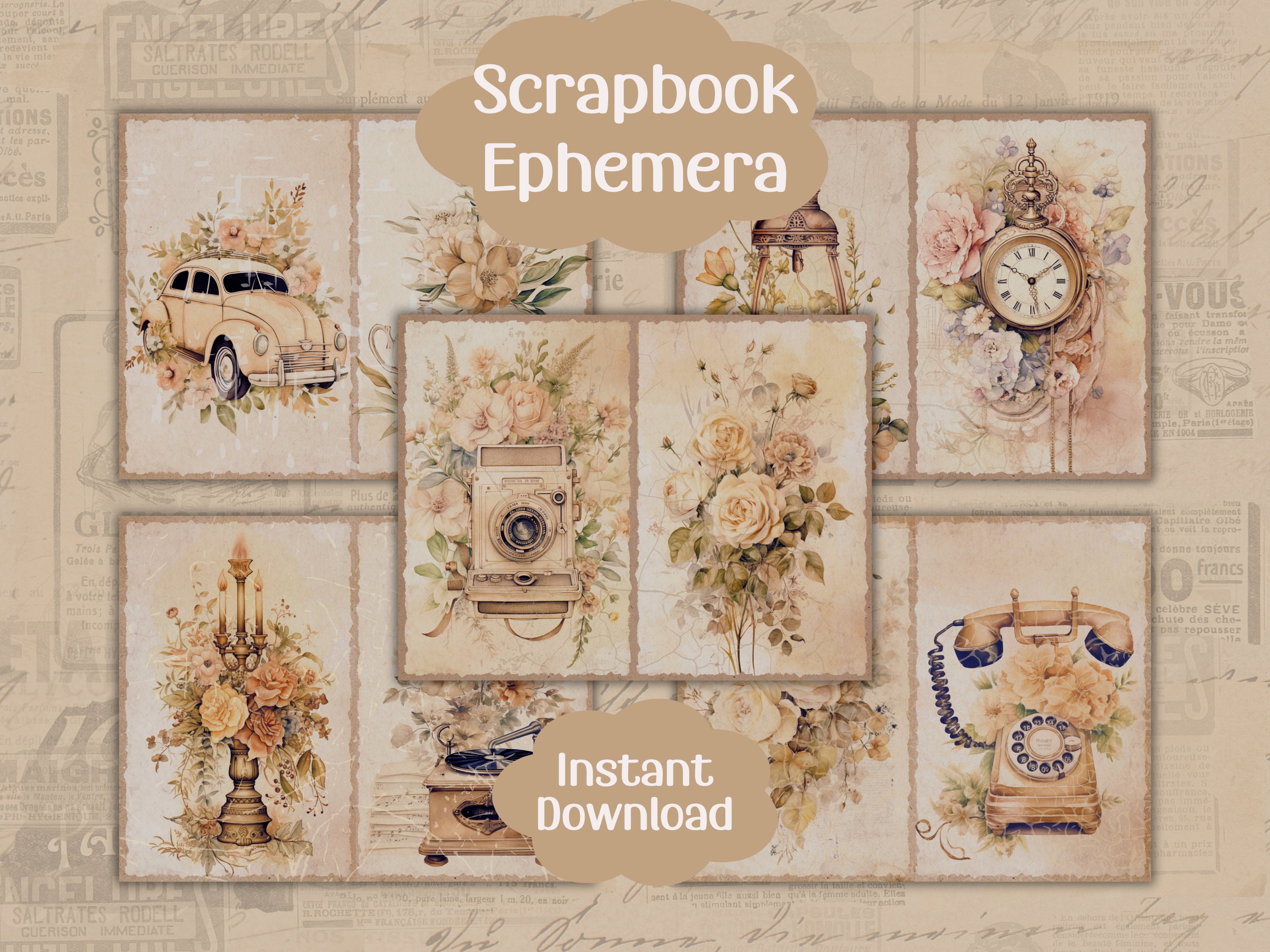 Vintage Ephemera Junk Journal Printable Scrapbook Vintage Label Junk ...