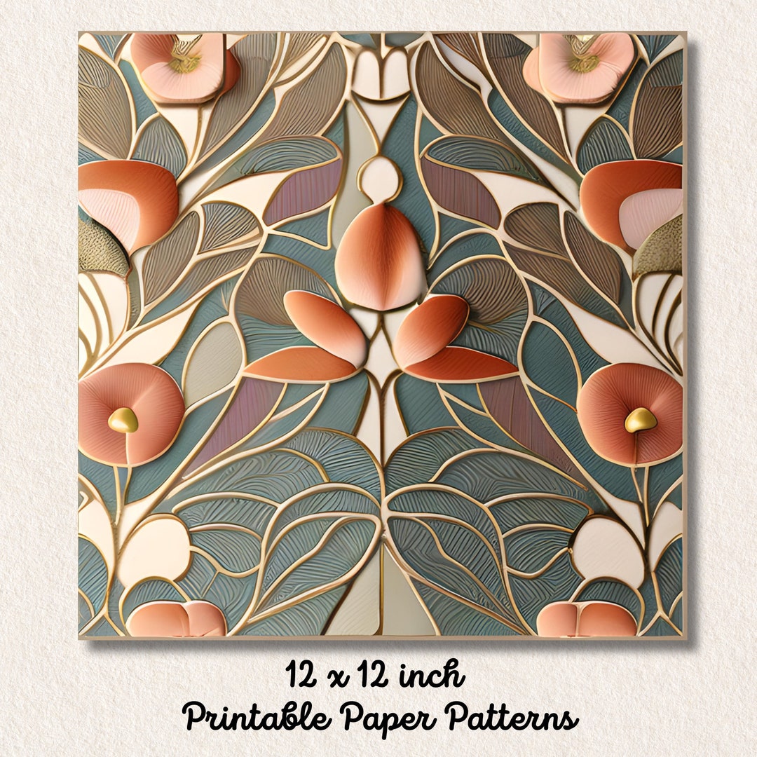 Art Nouveau Printable Papers Wall Art Scrapbooking Digital Paper ...