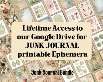 Junk Journal Bundle Lifetime Access Ephemera Bundle Printable Paper Bundle Digital Papers Bundle Junk Journal Set Printable USA/A4 Included