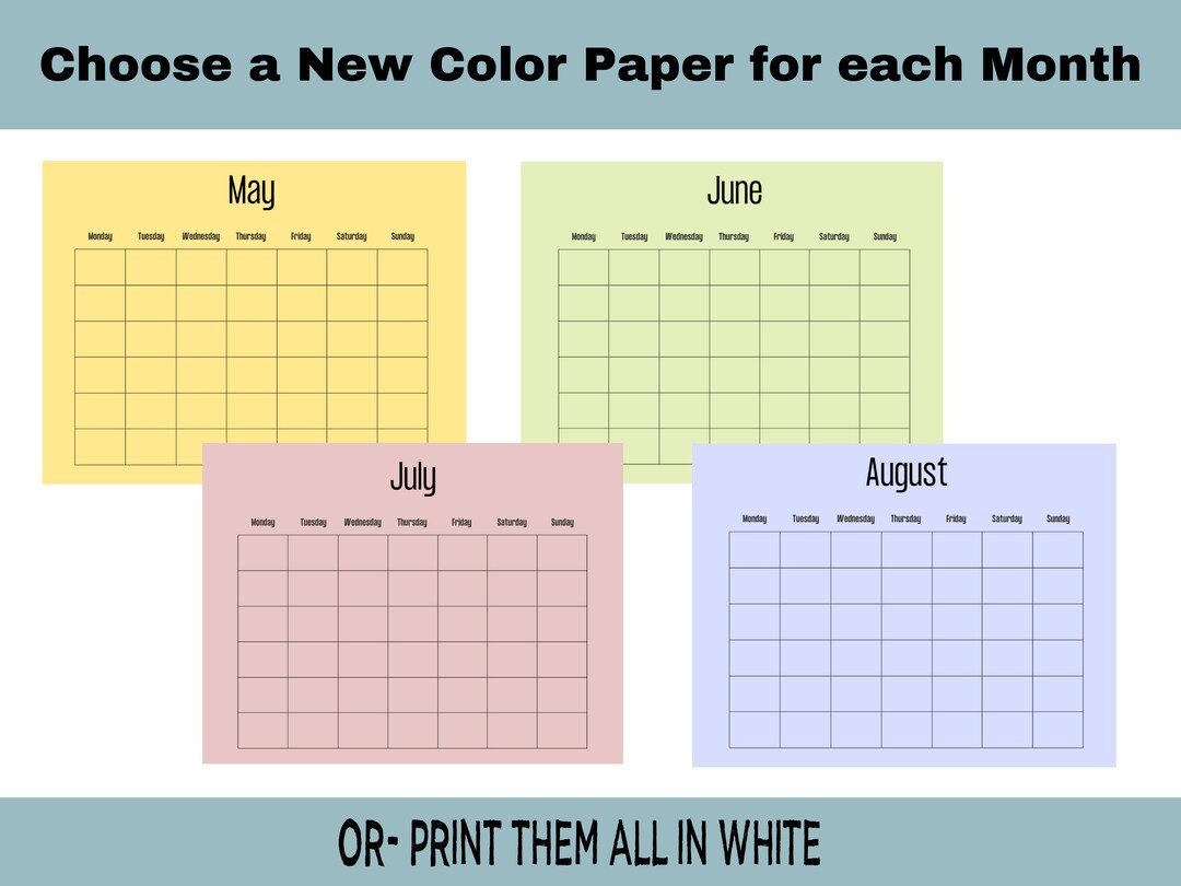 Calendar Undated Printable Work Schedule Monthly Planner Minimalist ...