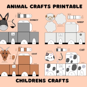 Teacher Printable Kids Activity Preschool Craft Cutouts Animal Craft Printable Farm Animals Crafts for Preschoolers DIY Craft Packs
