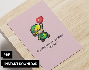 PRINTABLE Legend of Zelda Valentine's Day Card | Digital Download | Print at Home Valentine Card | 4x6 Valentine Card