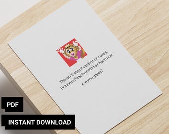 Tarjeta de San Valentín de Super Mario: Tarjeta de amor de Peach imprimible (descarga digital)