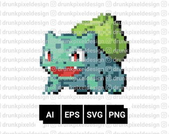 Bulbasaur Pixel Art SVG / Patrón de cuentas Perler de Pokémon (archivos digitales)