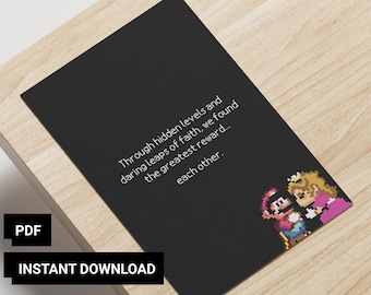 Tarjeta de San Valentín de Super Mario: Amor de jugador, Mario y Peach (Descarga digital)