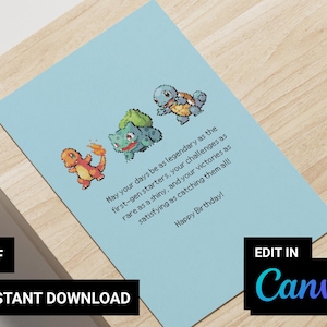 Pokemon Geburtstag Karte | Pokemon Geburtstagskarte | Pokemon Karte | Lustige Geburtstagskarte | Bearbeitbar in Canva