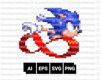 Sonic SVG / Sonic Pixel Art / Patrón de Perler Beads / Sonic Sprite Perler / Arte SVG / Sonic de alta resolución