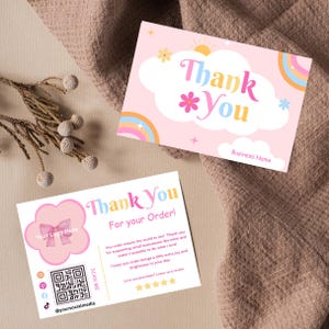 Cute Small Business Card Template – Editable in Canva – Pastel Rainbow Colors + QR Code – Printable DIY – Branding Rainbow Business Card