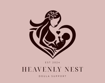 Logotipo de doula personalizable: diseño de corazón de madre y bebé