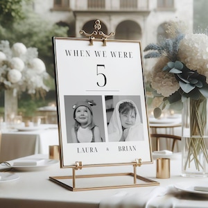 Numéros de table de mariage avec photos | Quand nous étions numéros de table | Numéros de table de réception pour mariage | Numéros de table avec âge