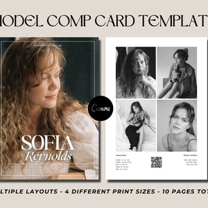 Z-kaartsjabloon voor modellen - bewerkbare kaart voor modelcomp en modefotokaart - QR-kaartsjabloon portfolio - Canva Zed-kaartsjabloon