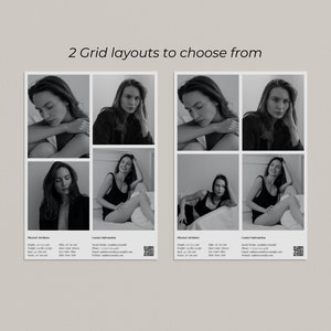 Z Card Design Model Z Card Template - Model Comp Card Template - Editable Photocard and ...