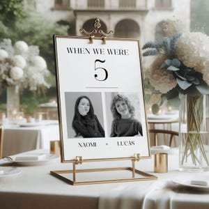 Numeri dei tavoli per matrimoni con foto / Quando eravamo numeri dei tavoli / Numeri dei tavoli per ricevimenti di nozze / Numeri dei tavoli con età