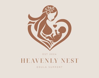 Logotipo de doula personalizable: diseño de corazón de madre y bebé