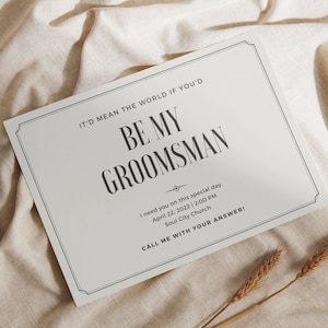 Modèle de carte de proposition de garçons d'honneur | Proposition du meilleur homme | Carte de proposition Canva modifiable pour Groomsman et Best Man | Modèle de demande aux garçons d'honneur