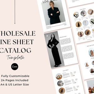Bearbeitbare Wholesale Line Sheet Vorlage | Großhandelskatalog & Preislistenvorlage | Canva Großhandel Bestellformular | Line Sheet für den Großhandel