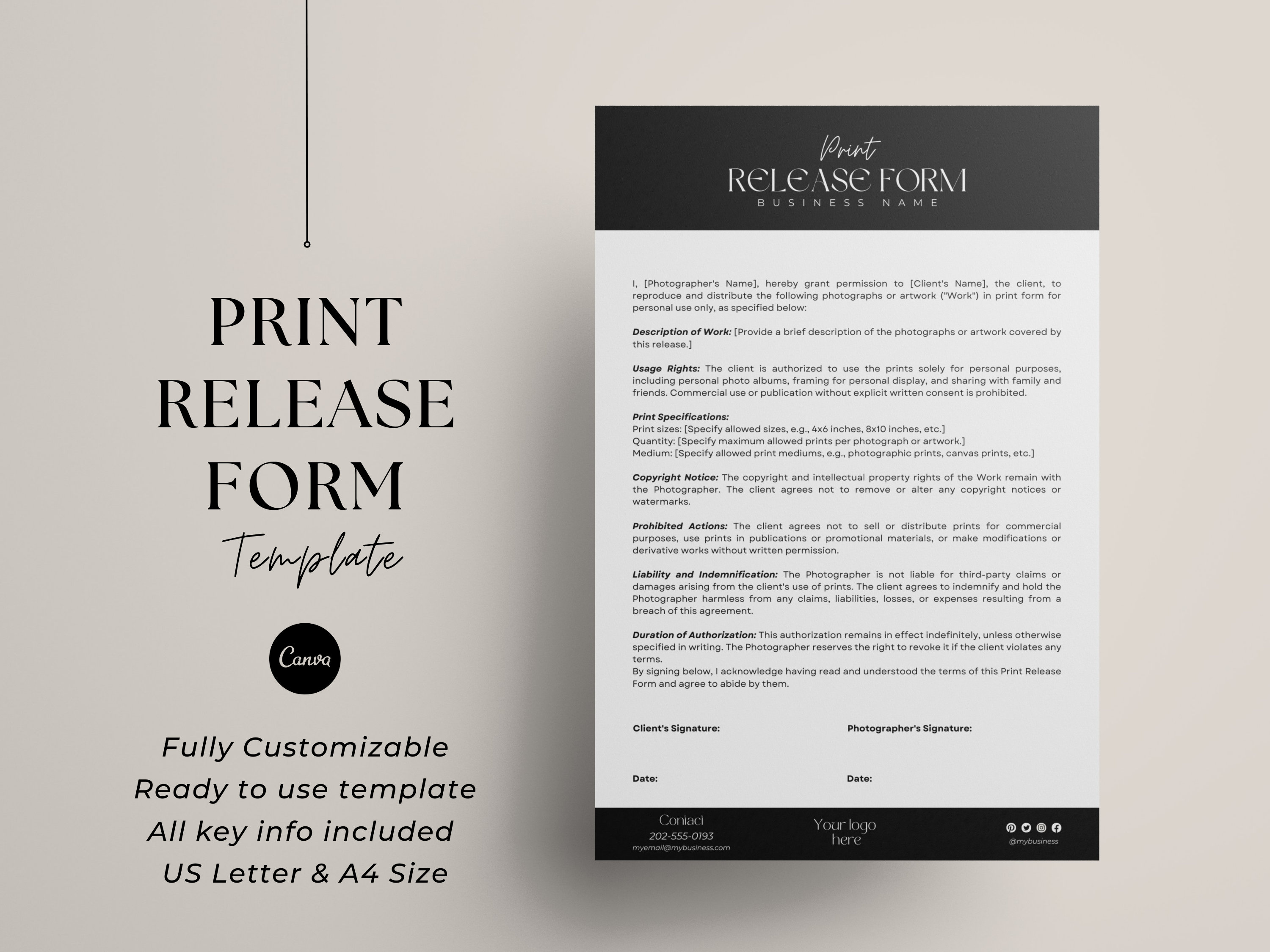 Photo print release form template model release form photography media