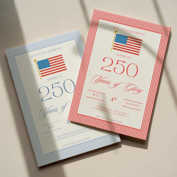 America 250 4th of July Invitation Template, Independence Day Invitation, Patriotic Party Invite, Fourth of July Digital Evite Canva
