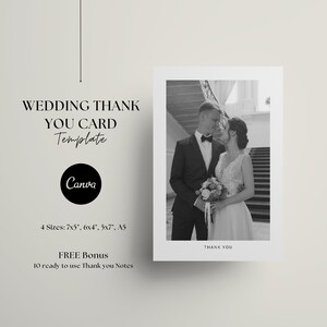 Carte de remerciement de mariage avec un message personnalisé - carte de remerciement imprimable avec photo de mariage