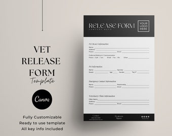 Veterinary Release Form Template: Editable Pet Care Waiver (Canva)