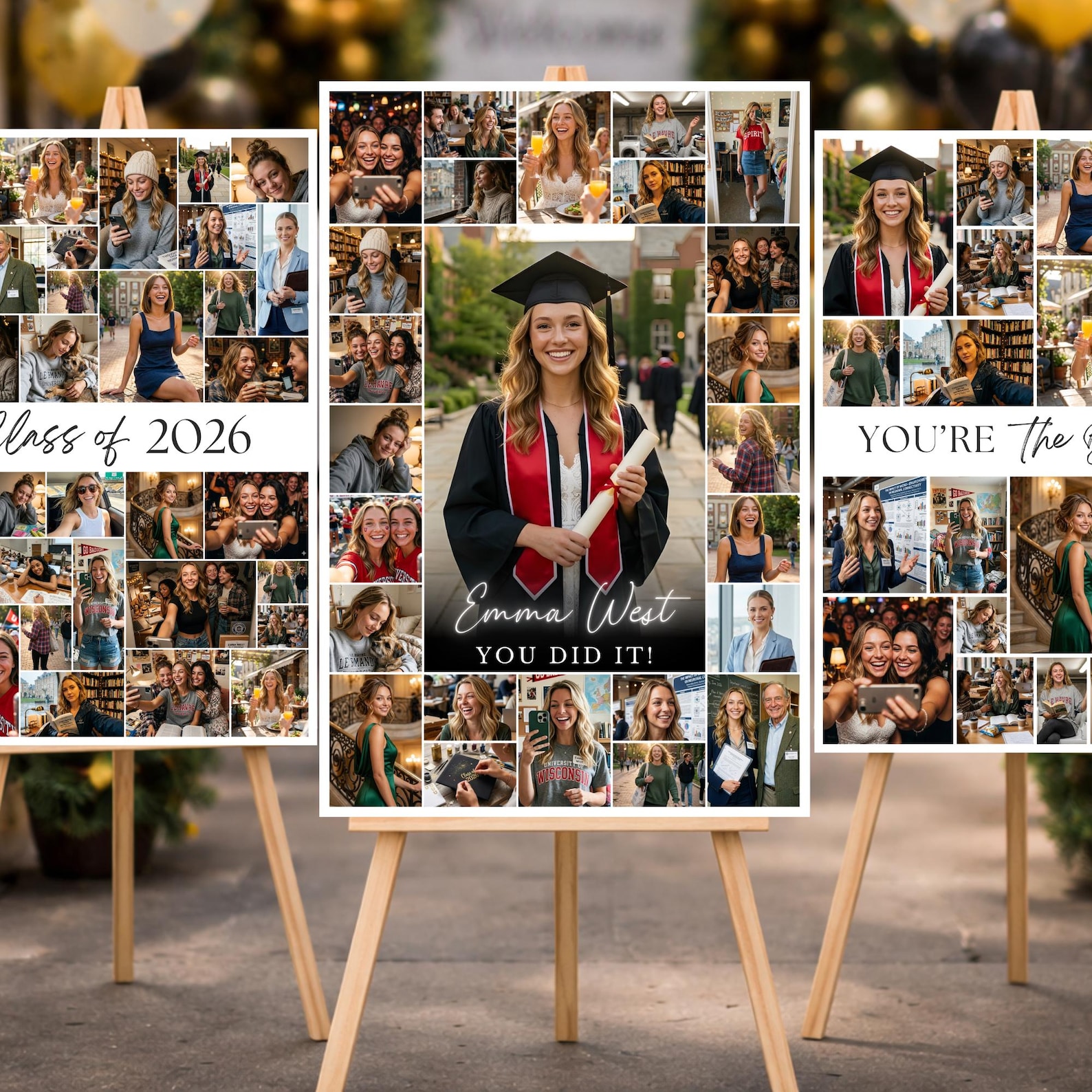 Graduation Photo Collage Template Class of 2026, Graduation Welcome ...