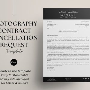 Photography Contract Cancellation Request Template - Client Cancellation Request For Photography - Photographer Cancellation Form Template