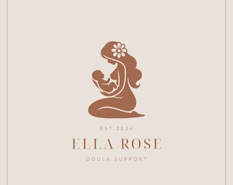 Diseño de logotipo de doula personalizable: silueta de madre y bebé (PNG)