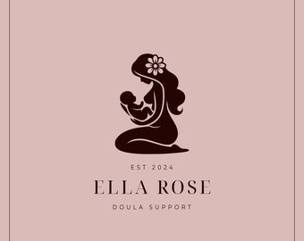 Logotipo de doula personalizable: diseño de silueta de madre y bebé