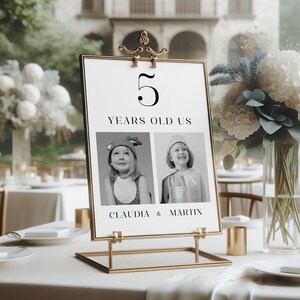 Numéros de table de mariage avec photos | Quand nous étions numéros de table | Numéros de table de réception pour mariage | Numéros de table avec âge