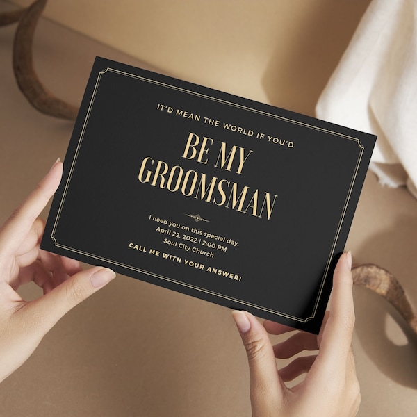 Groomsmen Proposal Card Template | Best Man Proposal | Editable Canva Proposal Card for Groomsman and Best Man | Asking Groomsmen Template