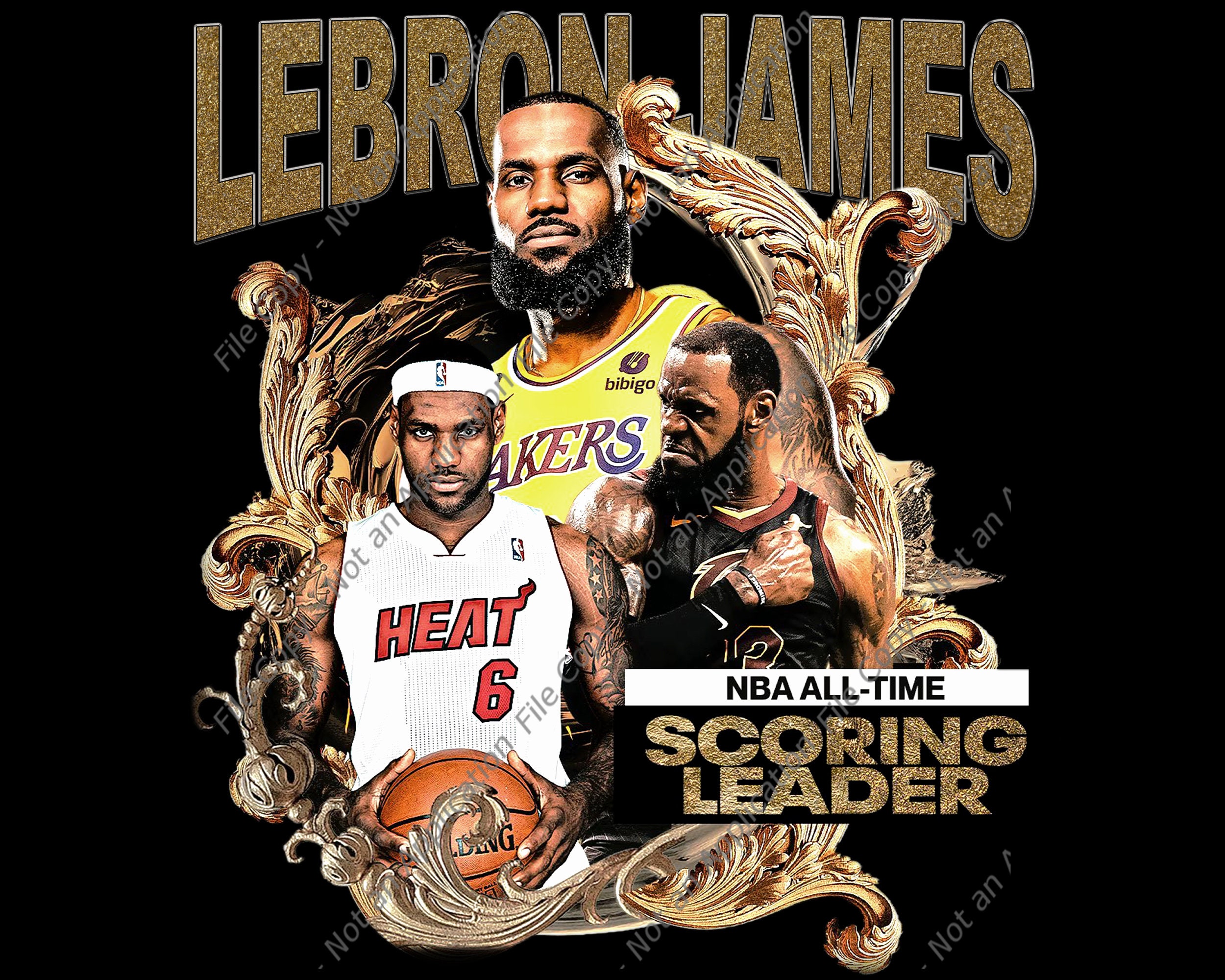 Lebron James King With Crown Portrait Fan Art Painting Style Digital Image  .PNG File 